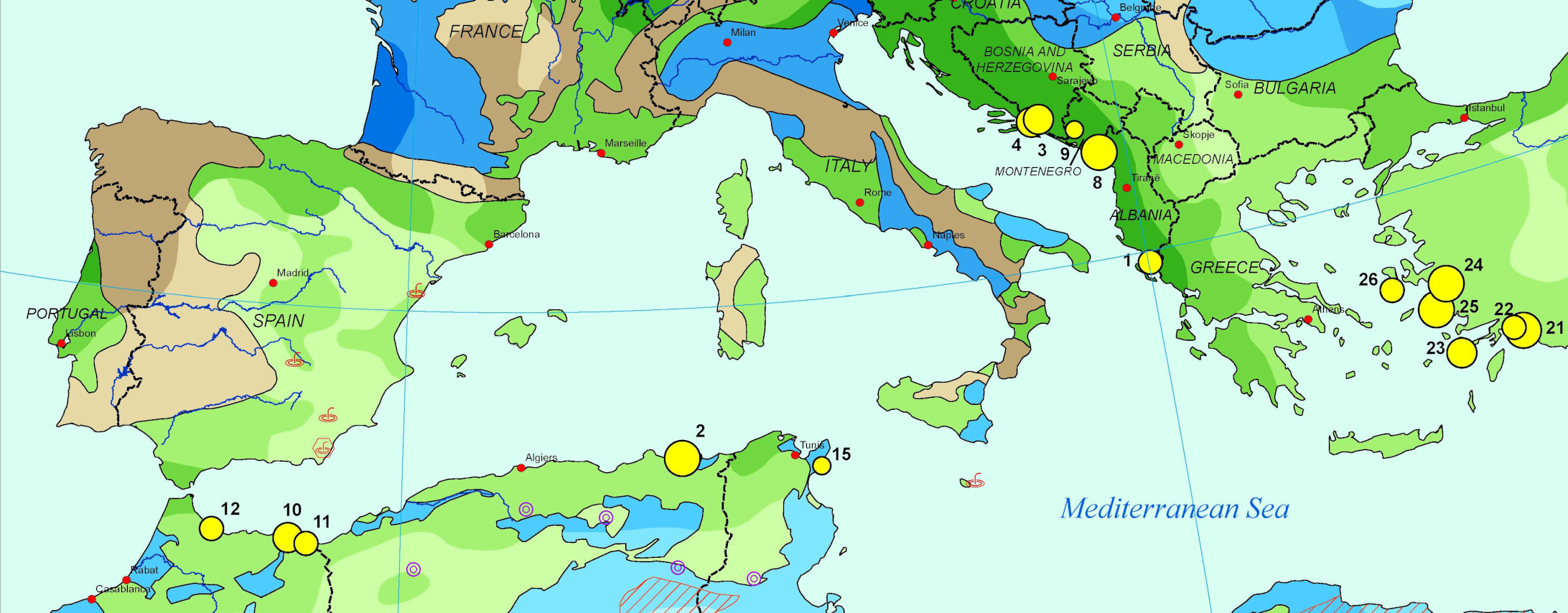 Mapa de clasificación geohidrológica y de servicios ecosistémicos de humedales costeros mediterráneos representativos relacionados con las aguas subterráneas