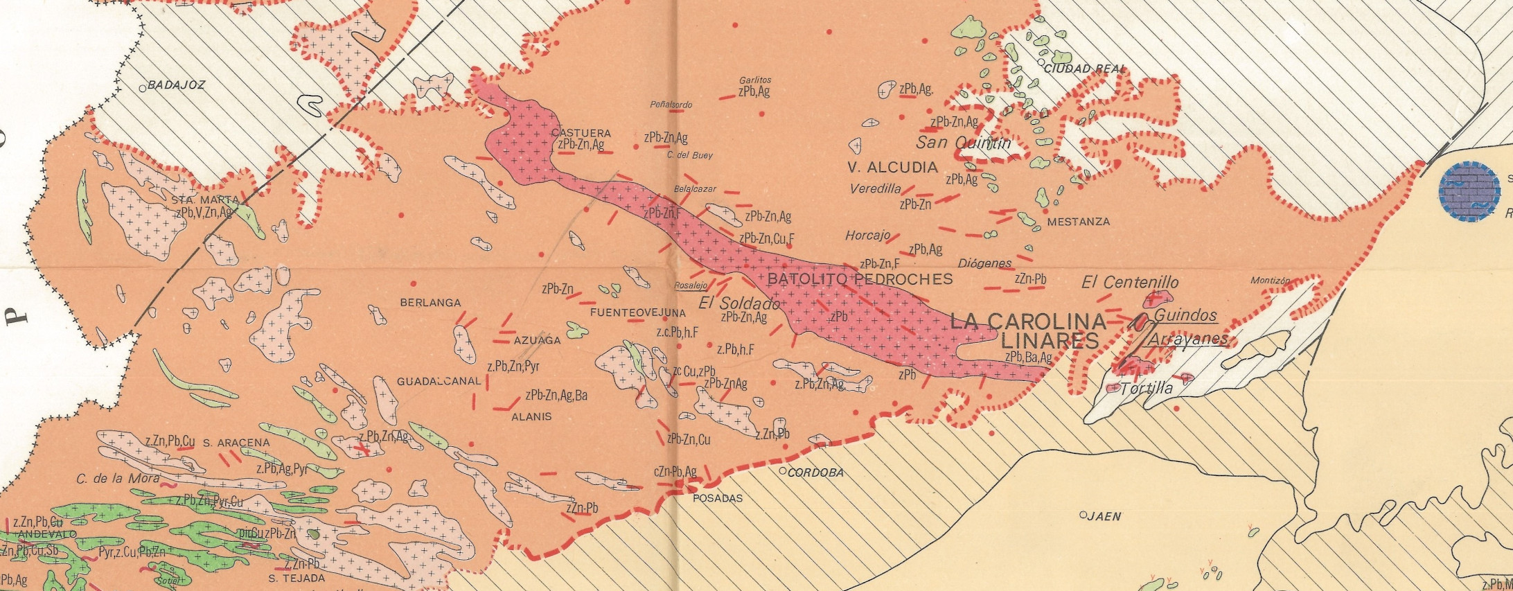 Mapa previsor de mineralizaciones a escala 1:1.500.000