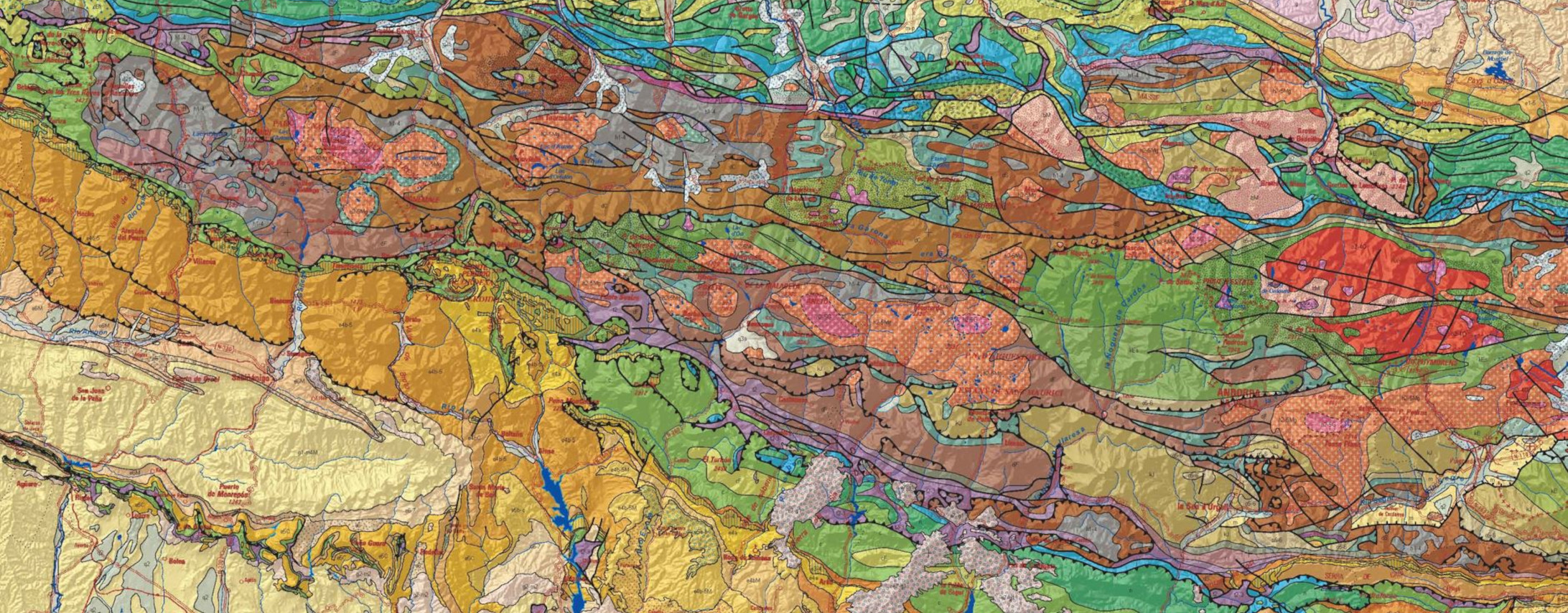 Mapa Geológico de Pirineos a escala 1:400.000