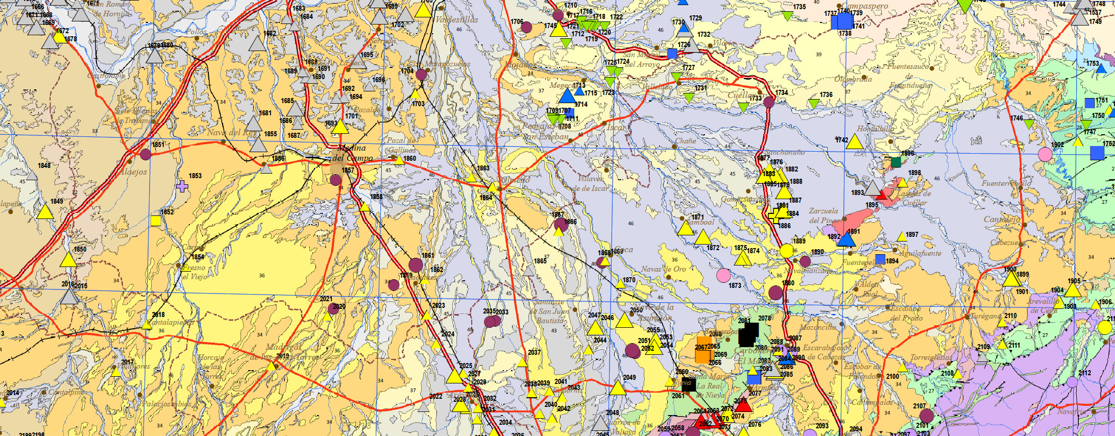 Mapa de Rocas y Minerales Industriales de Castilla y León a escala 1:400.000