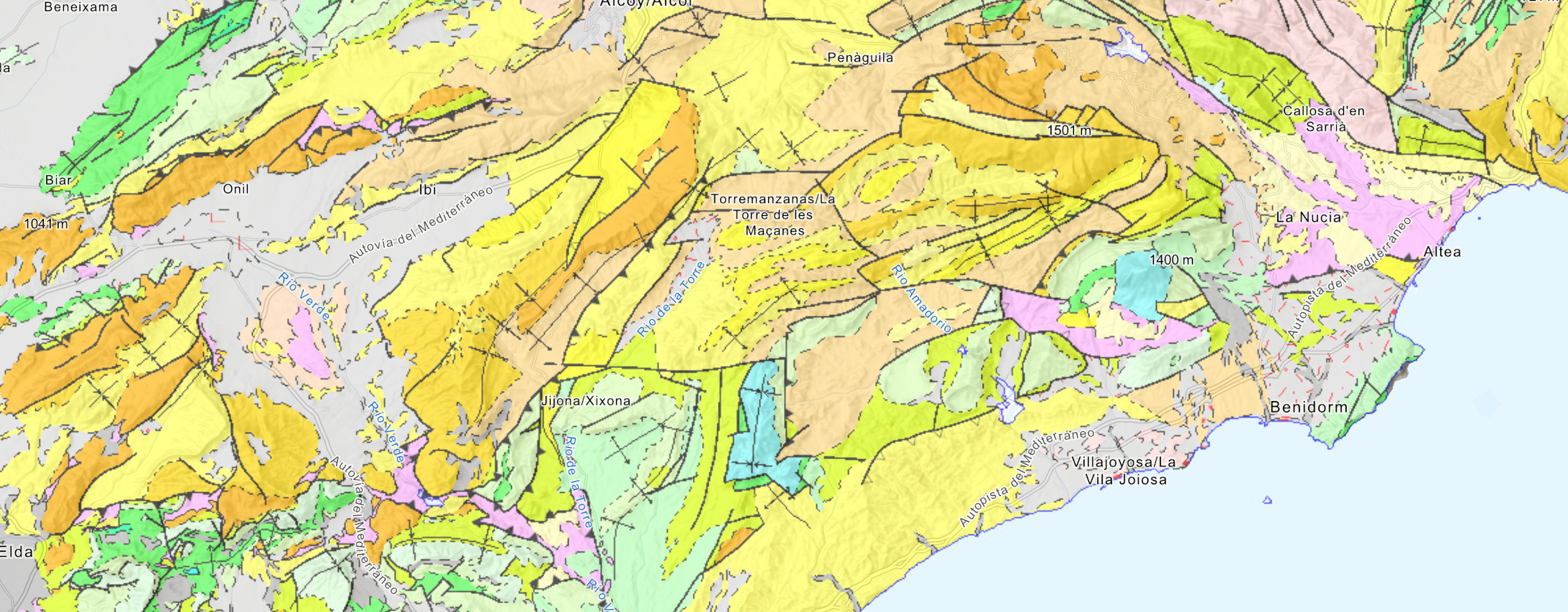 Síntesis geológica de la Comunidad Valenciana a escala 1:400.000