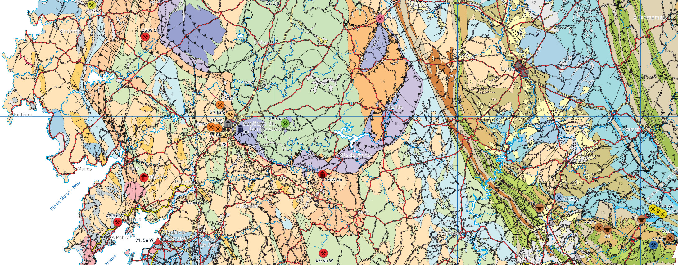 Mapa de Patrimonio Geológico Minero de Galicia