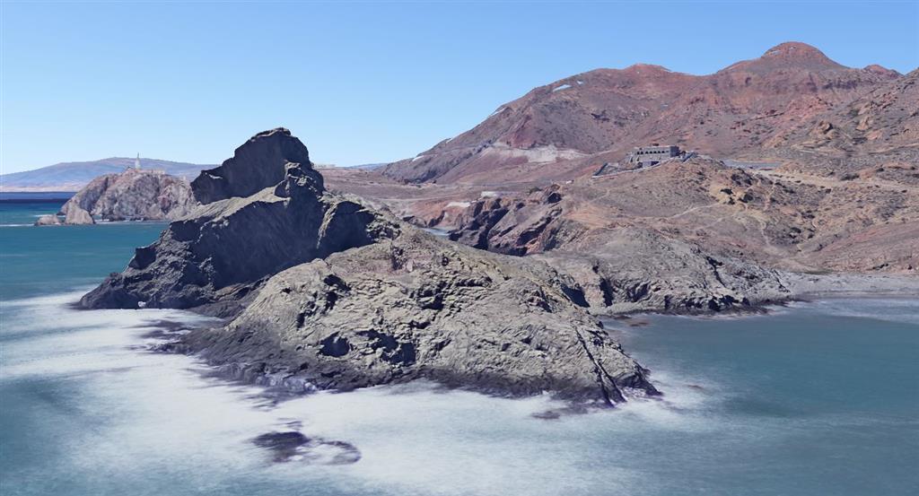 Vista aérea domos volcánicos de Punta Baja © 2019 Google, data SIO, NOAA, U.S. Navy, NGA, GEBCO