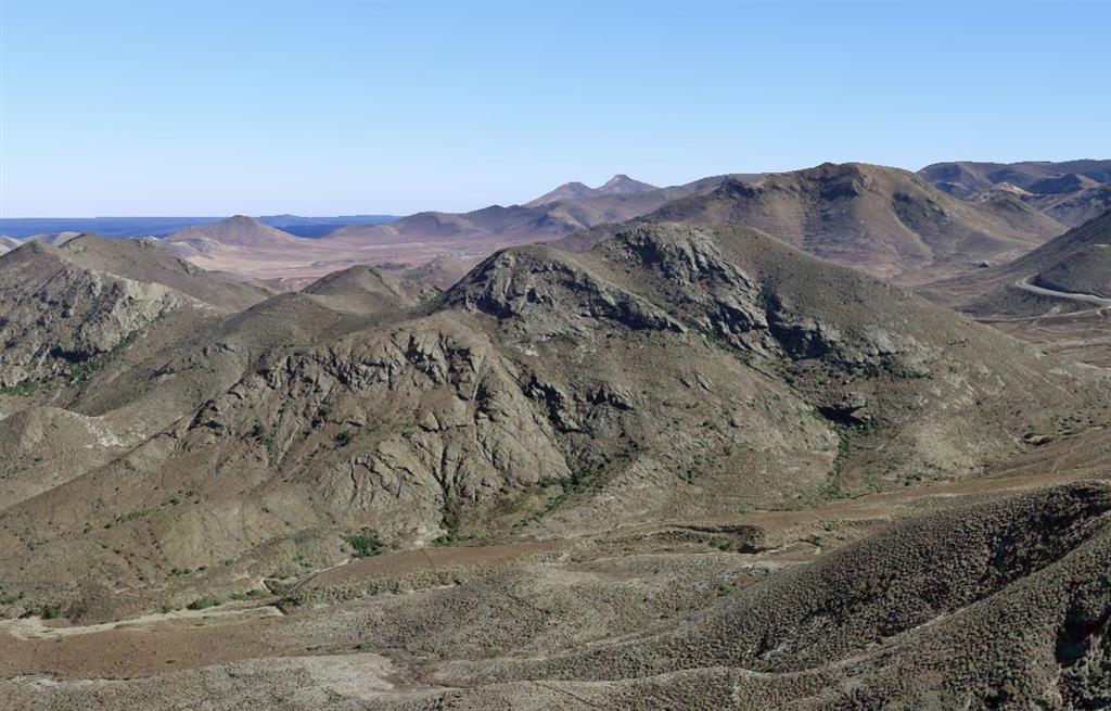 Vista aérea andesitas del cerro de la Viuda. © 2018 Google, data SIO, NOAA, U.S. Navy, NGA, GEBCO