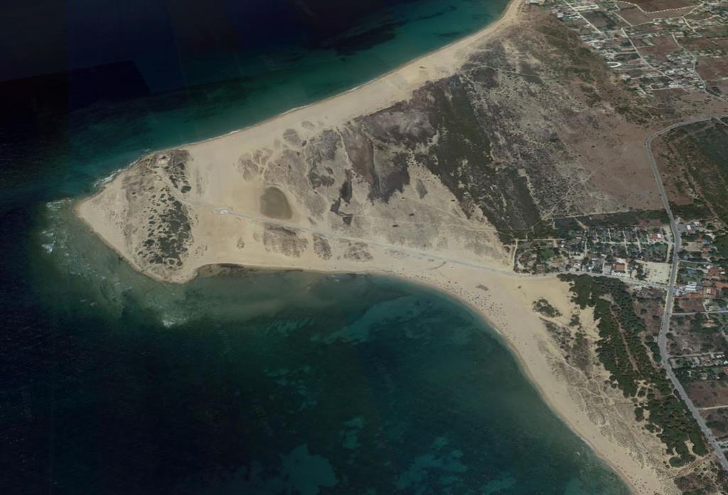 Vista panorámica Tómbolo y Cabo de Trafalgar. 2018 © Google, IGN
