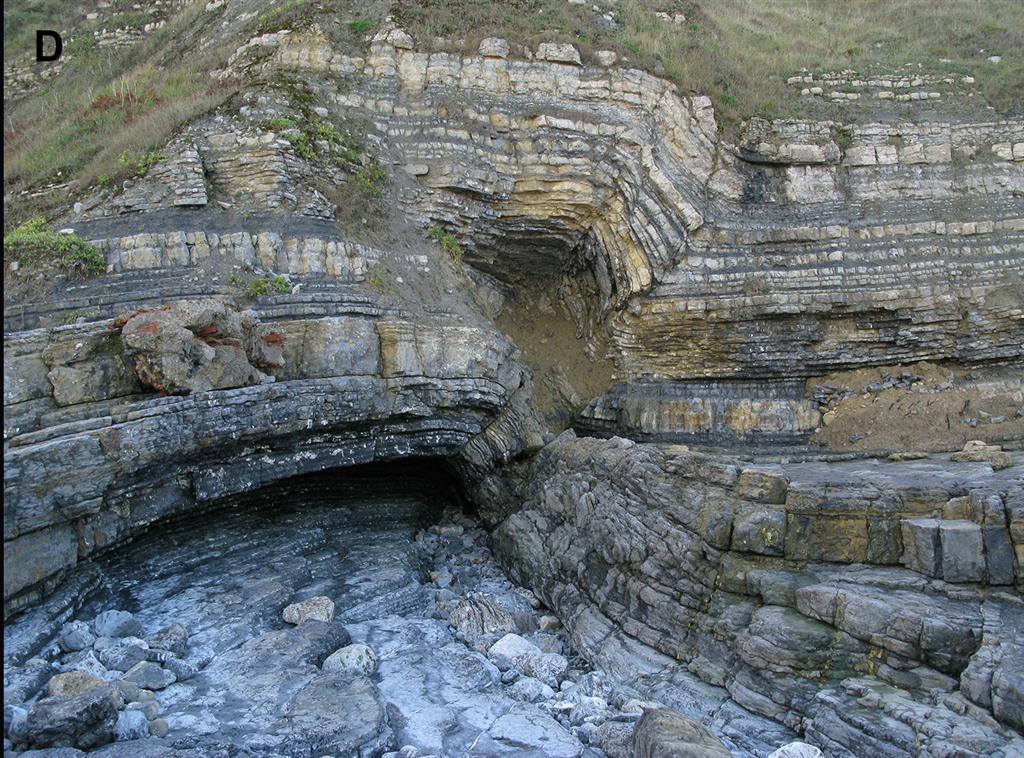 Sucesión del Sinemuriense en los acantilados al oeste de la playa de Peñarrubia. Formación Rodiles.