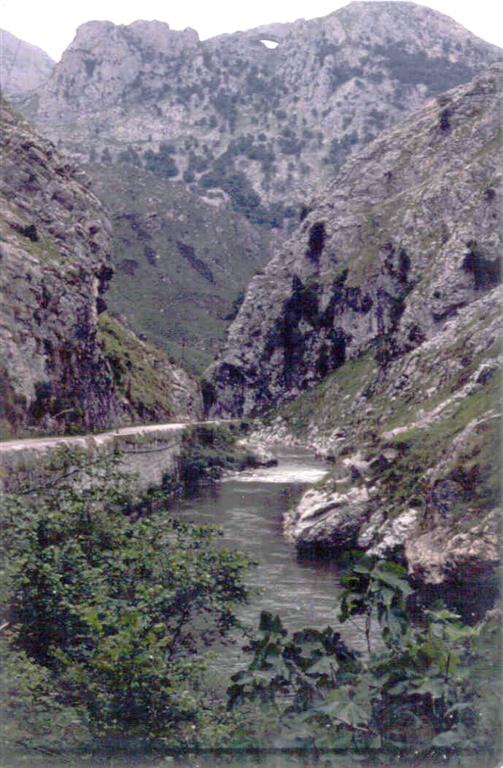 Desfiladero de la Hermida. Cavidades kársticas en la caliza de Montaña (fotografía de 1981)
