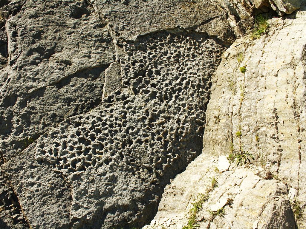 Las dolomías de la Formación Felmín se depositaron en un medio muy somero, frecuentemente sometido a periodos de desecación, por lo que algunos niveles de esta unidad son ricos en cristales de sales y en estructuras sedimentarias como los hard grounds.