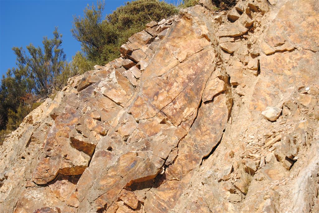 Estratificaciones cruzadas en las cuarcitas de la Fm. Culebra. Ordovícico inferior. Portillo de San Pedro.
