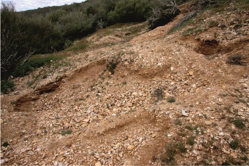 Escombrera de la explotación de Las Cercas (foto J.M. Sanchís 2016).