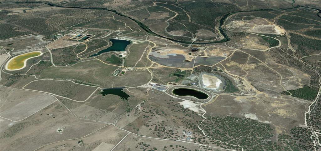 Vista aérea yacimiento de Uranio de Saelices el Chico. © 2019 Google Earth