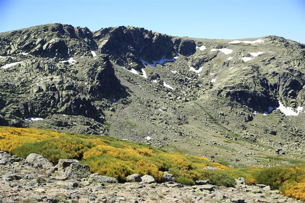 Cumbres de El Calvitero (1400 m) y Talamanca. La zona intermedia funcionó como collado de
difluencia de hielo entre la vertiente de la garganta de Solana y la del Cuerpo de Hombre.