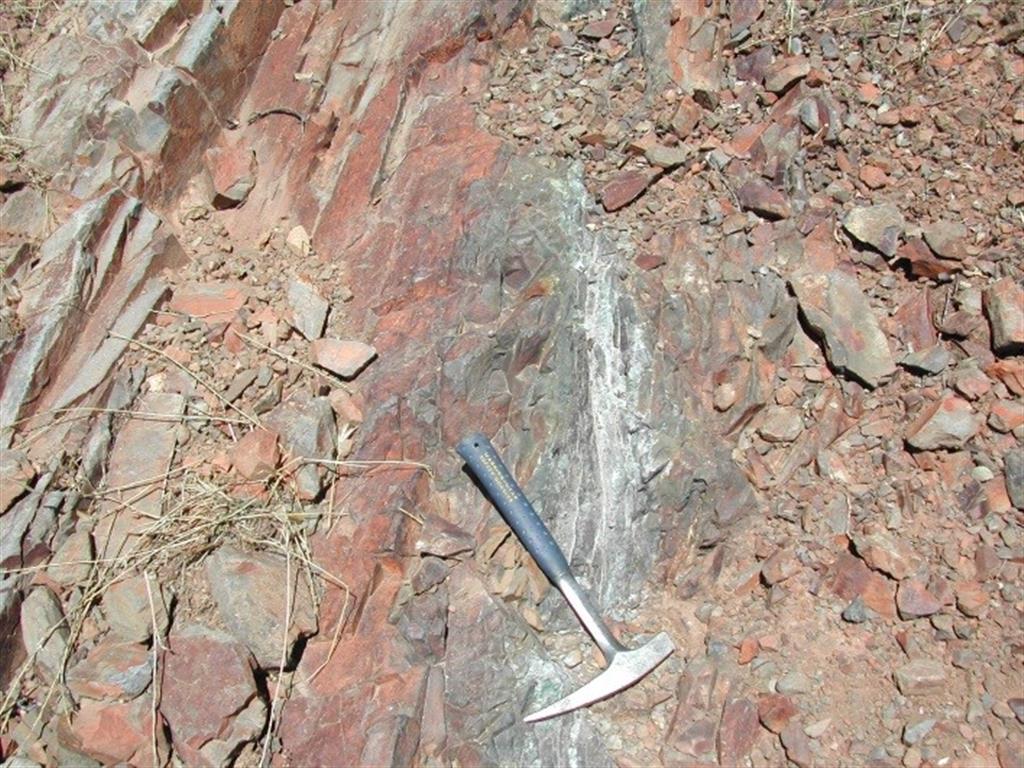 Aspecto de la mineralización en superficie