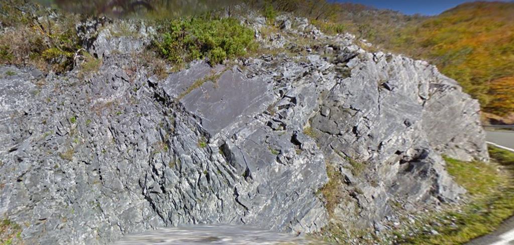 Calizas jurásicas (unidad 116 del mapa geológico de Navarra). Fuente: Google Maps