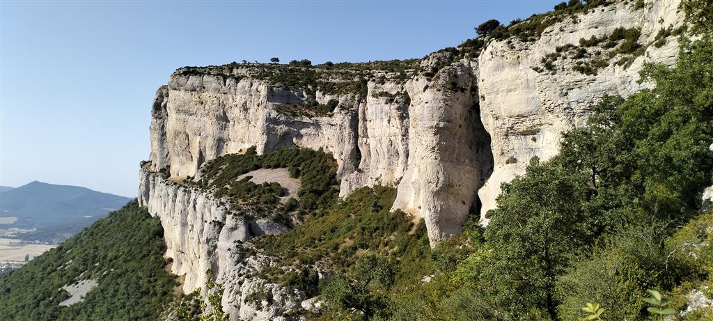 Aspecto general de los escarpes verticales formados por las calcarenitas.