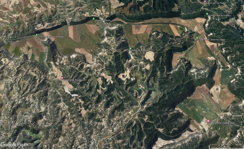 Vista aérea del sector de la Bardena Negra. Fuente: Google Earth