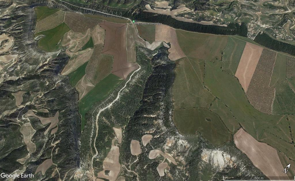 Vista aérea de la sección estratigráfica de La Negra. Fuente: Google Earth.