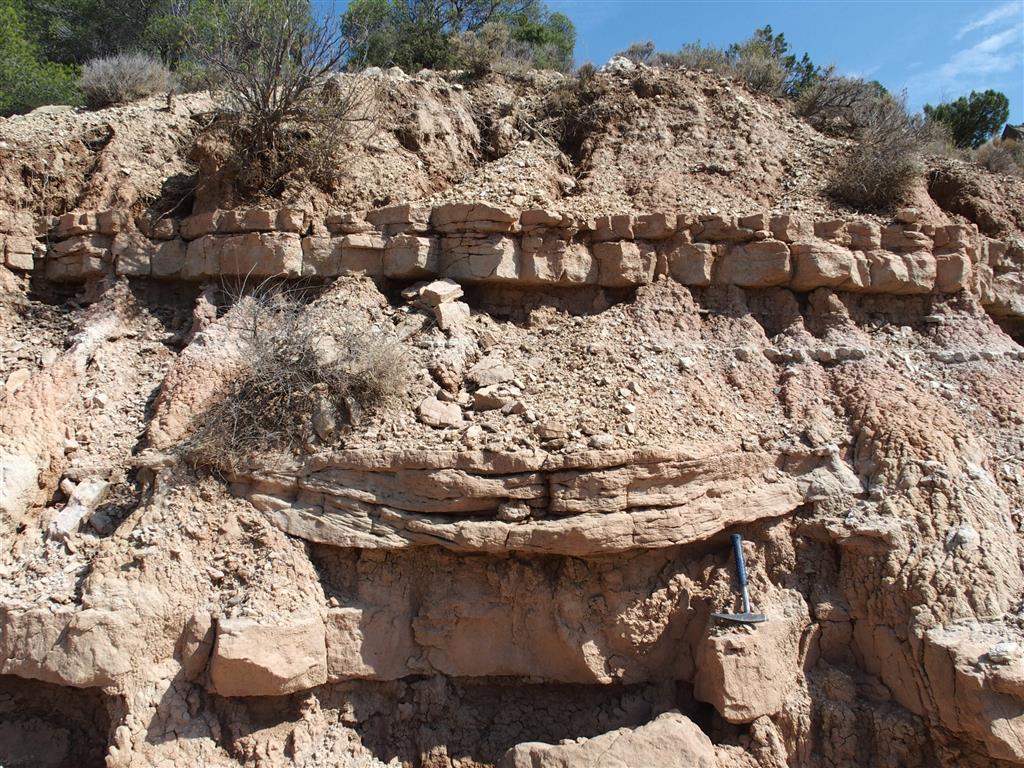 Paleocanal de base cóncava y tamaño métrico en la unidad detrítica miocena.