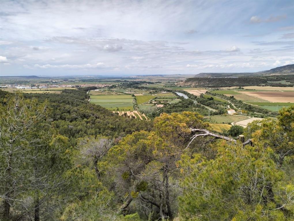 Vista del valle del río Aragón y sus sistema de terrazas fluviales desde el mirador de Larrate.