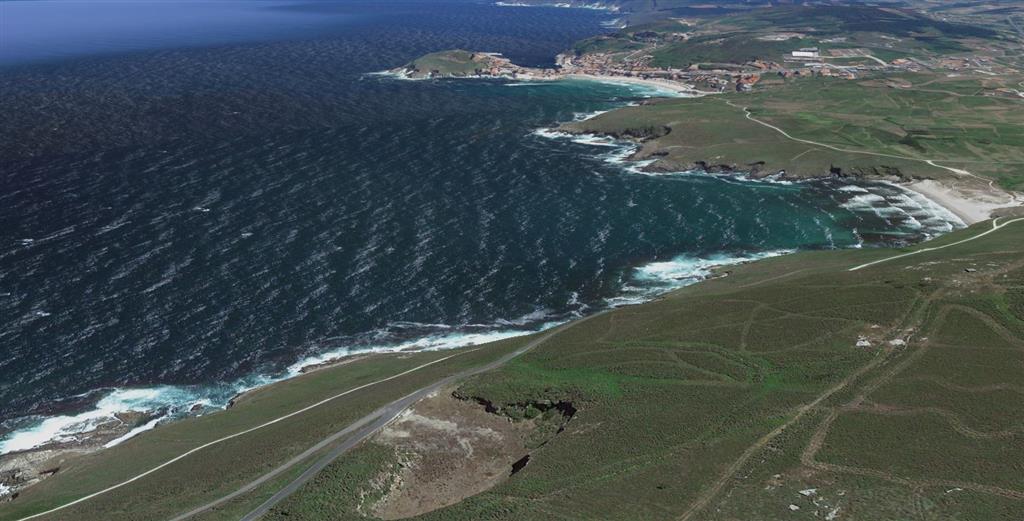 Panorámica de la costa desde Cabo San Adrián hacia el Este. © 2017. Google, data SIO, NOAA, U.S. Navy, NGA, GEBCO