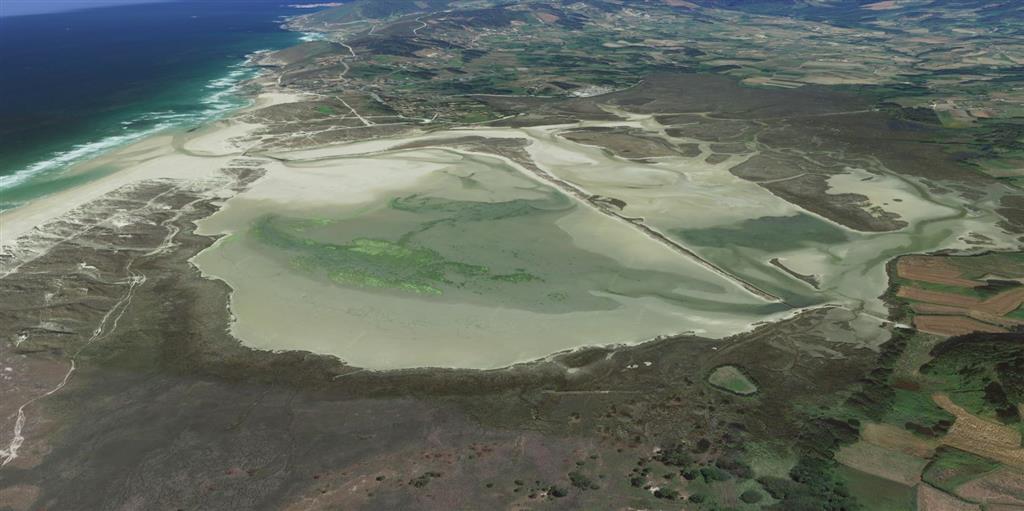 Vista oblicua lagoon playa de Baldaio. © 2020 Google, data SIO, NOAA, U.S. Navy, NGA, GEBCO