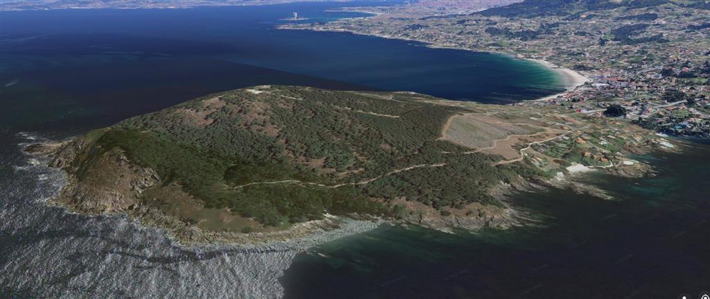 Vista aérea de la península de Monteferro. © 2020 Google Earth