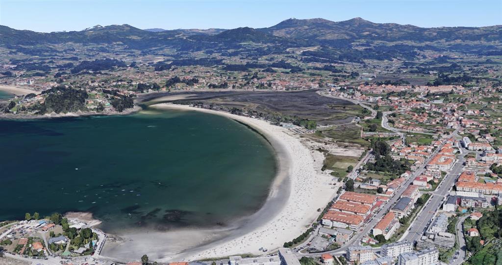 Vista oblicua de la playa de La Ramallosa. © 2020 Google Earth