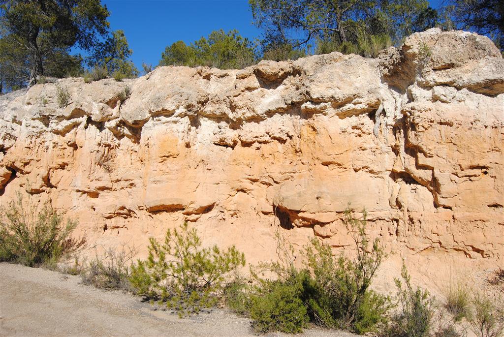 Secuencia fluvial del Miembro detrítico de Los Isidros, que culmina con la instauración de condiciones palustres dando lugar al depósito de materiales calcáreos