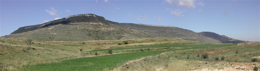 Vista de la Muela de Monchén desde el nordeste (cruce de los caminos a Villarluengo y a Tronchón) (718.423, 4.493.645).
