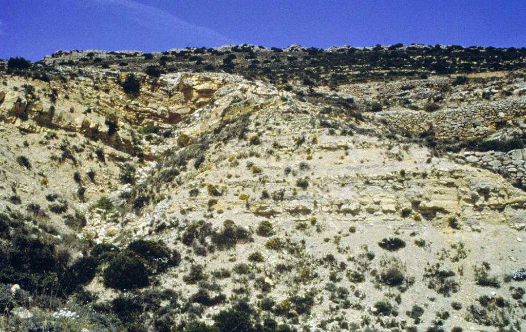 Vista de los barrancos de la zona oeste. En la parte inferior afloran materiales de la Zona Aalensis (Subzona Aalensis y Subzona Buckmani)