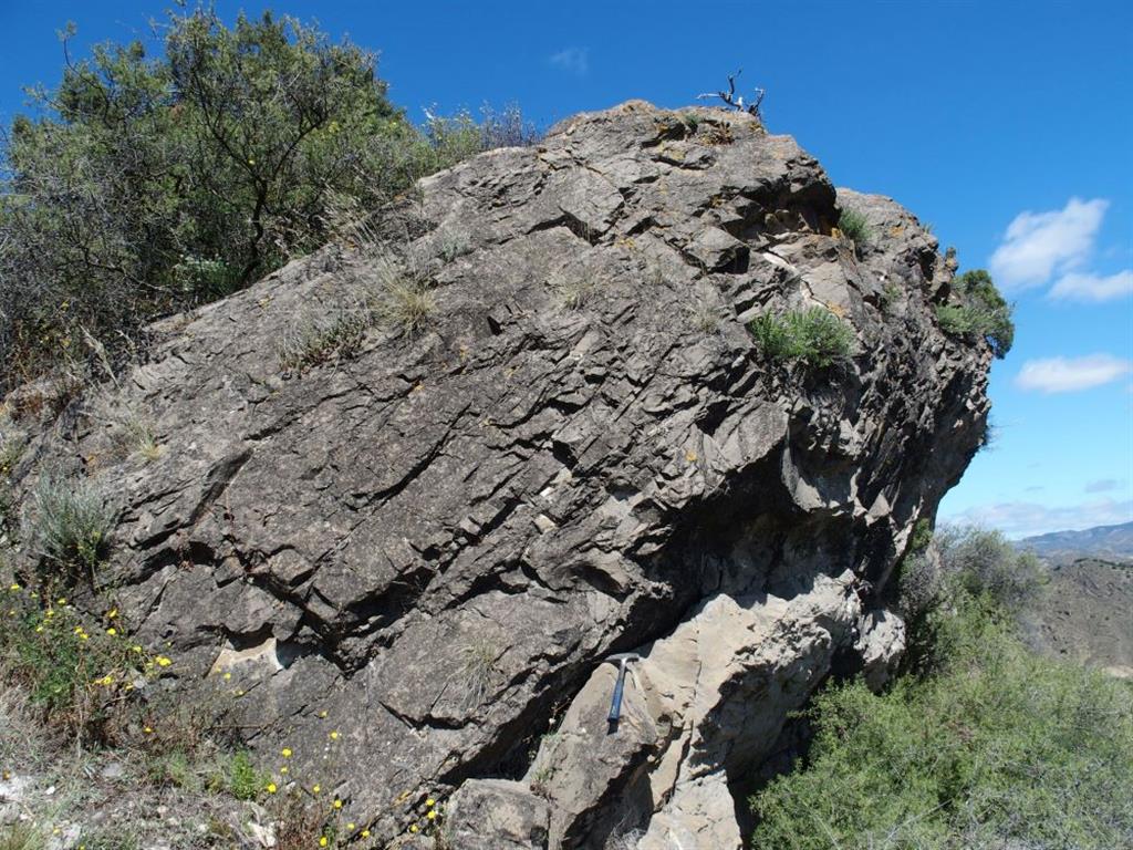 Afloramiento de calizas y dolomías del Lias en el entorno de Tudején.