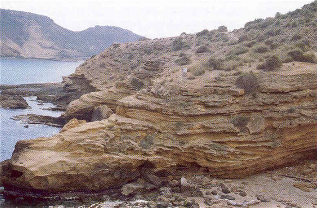 Erosión progresiva de areniscas calcáreas. Zona de poniente del séctor de Cuatro Calas. (Foto: FUNDACIÓN SÉNECA)