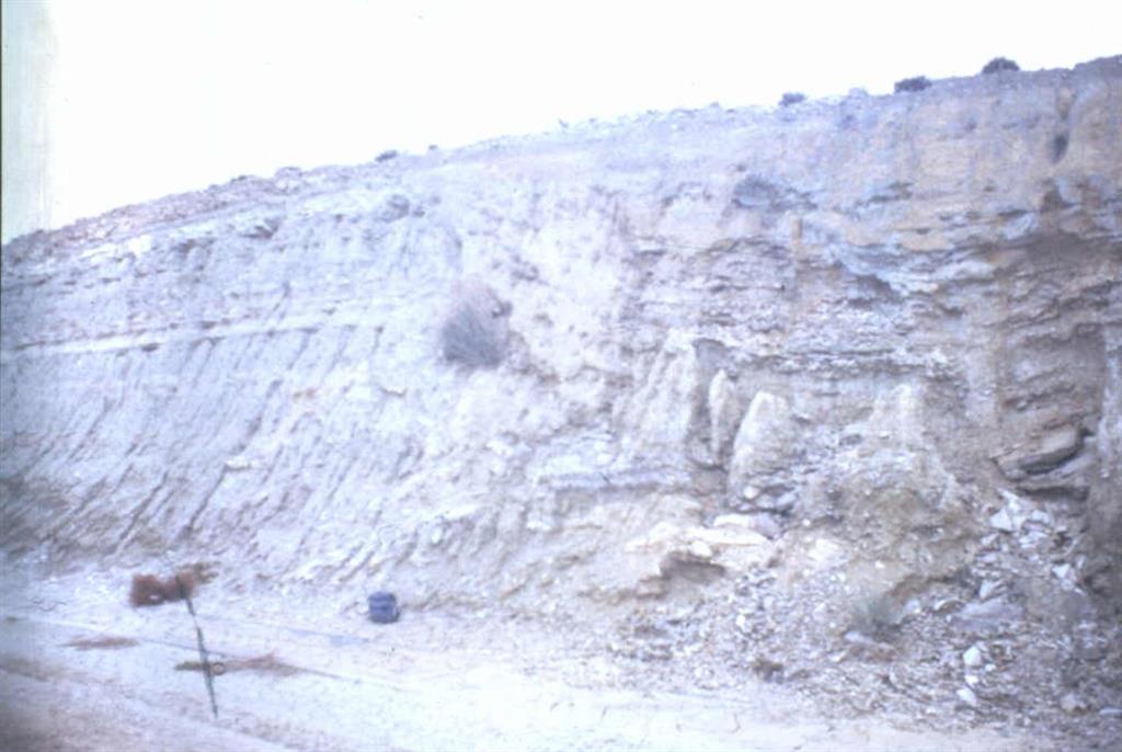 Falla que pone en contacto el Mioceno con unos depósitos cuaternarios de carácter limoso. La dirección de la falla es aproximadamente E - O buzando unos 60º hacia el Sur.
