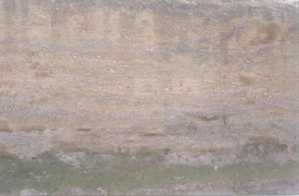 Este nivel de gravas corresponde a depósitos fluviales de tipo braided localizadas en parte media - proximales de un abanico aluvial.