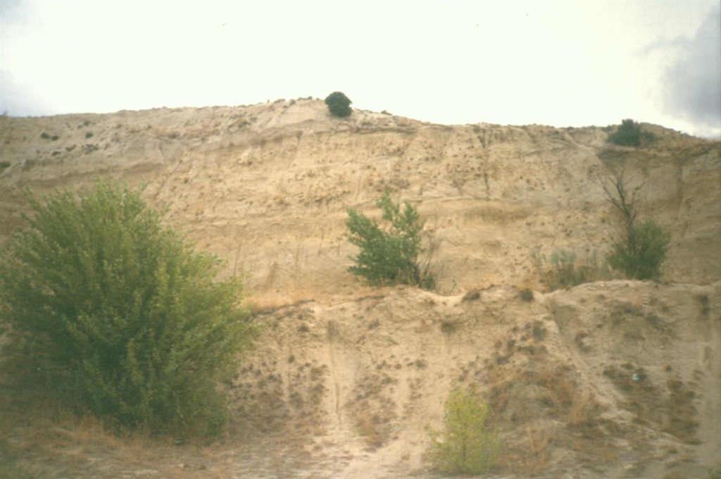 Afloramiento de series detríticas del Mioceno en la Cuenca de Madrid.