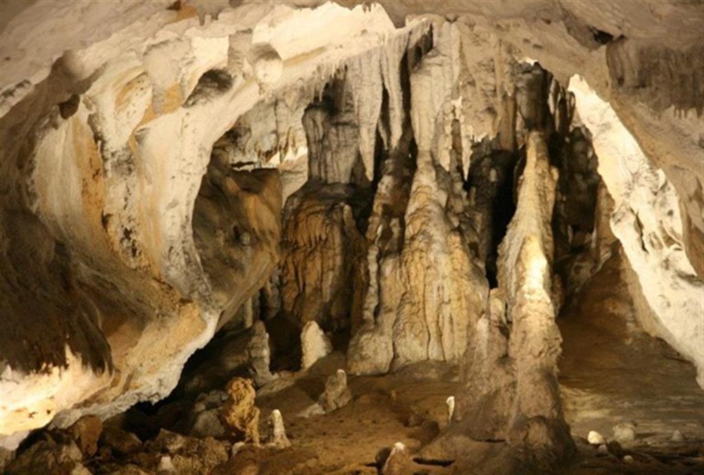 Aspecto del interior de la cavidad con numerosos espeleotemas (estalactitas, estalagmitas, columnas y coladas). Fuente: Repositorio de imágenes de la página web de Cuevas de Urdax. (https://cuevasurdax.com/cuevas/)