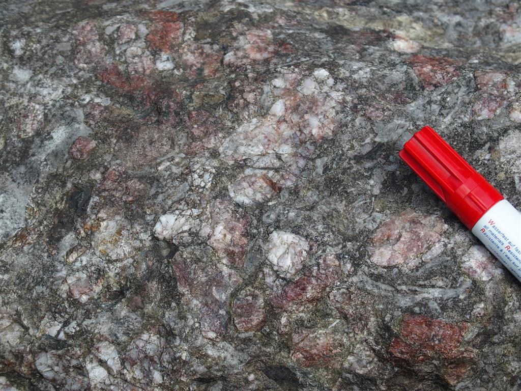 Litotipo más granular dentro de la misma unidad geológica.