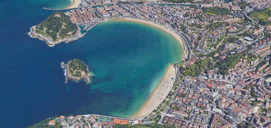 Bahía de La Concha 19/07/2019. © Google. Ayuntamiento de San Sebastián, IGN. Landsat/Copernicus