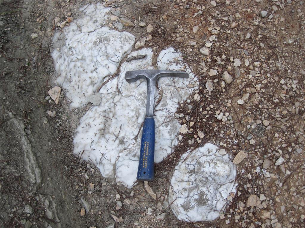 Yeso alabastrino nodular (chicken – wire) de la unidad inferior del Mioceno (base del cerro)