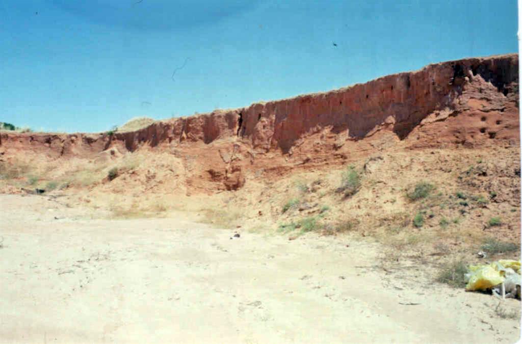 Frente de la explotación del antiguo arenero del Pozo de la Arena (foto de 1992)